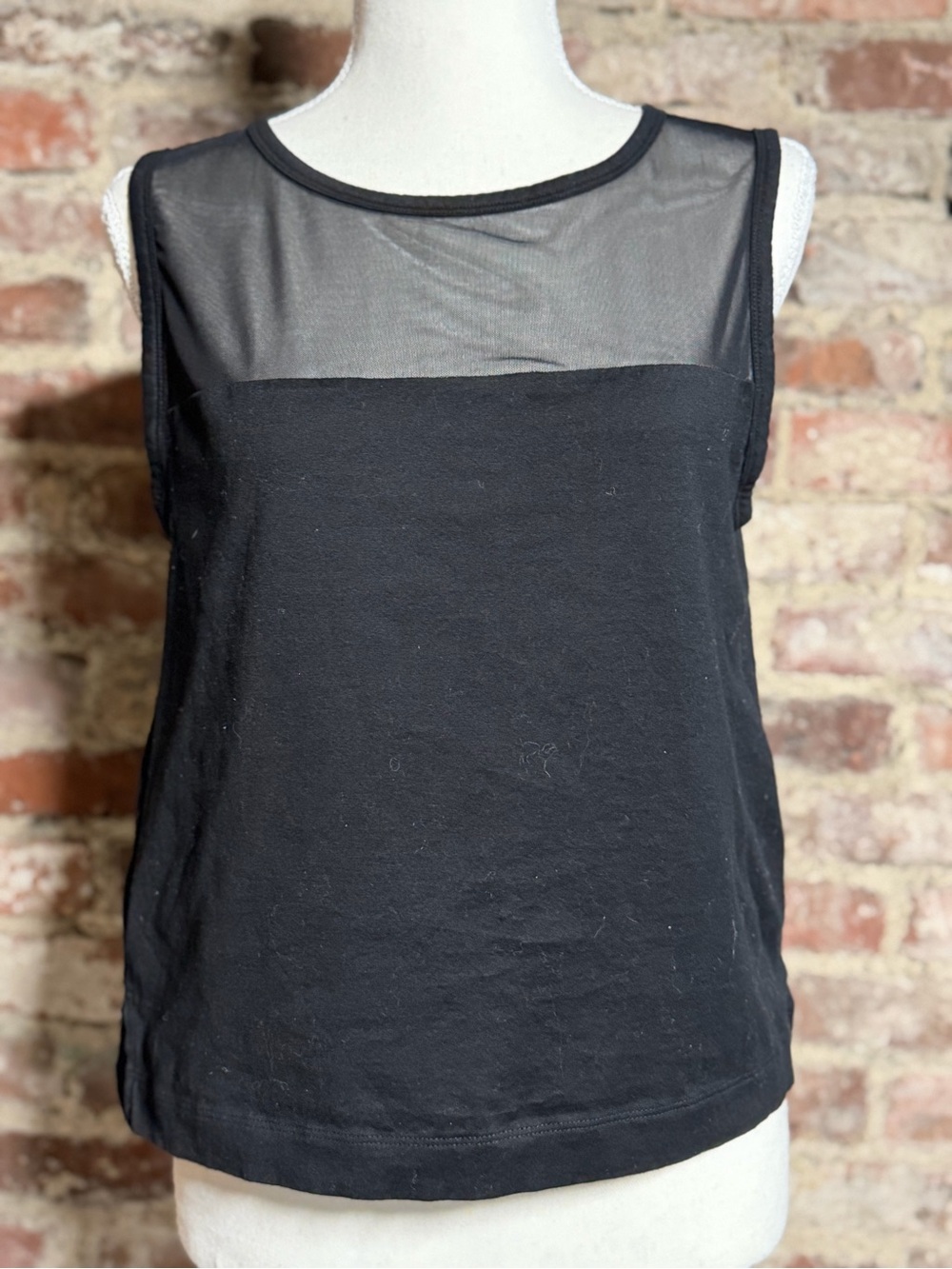 Banana Republic Black Sleeveless Tank with Sheer Mesh Yoke Size Medium